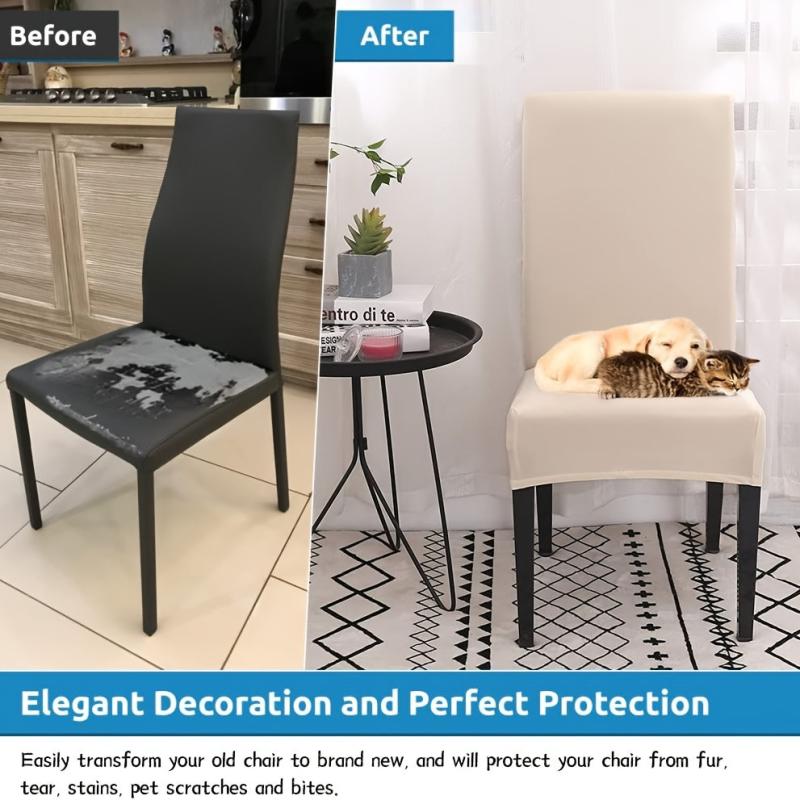 6pcs Dining Chair Covers - Stretchable, Removable, Washable Seat Protector