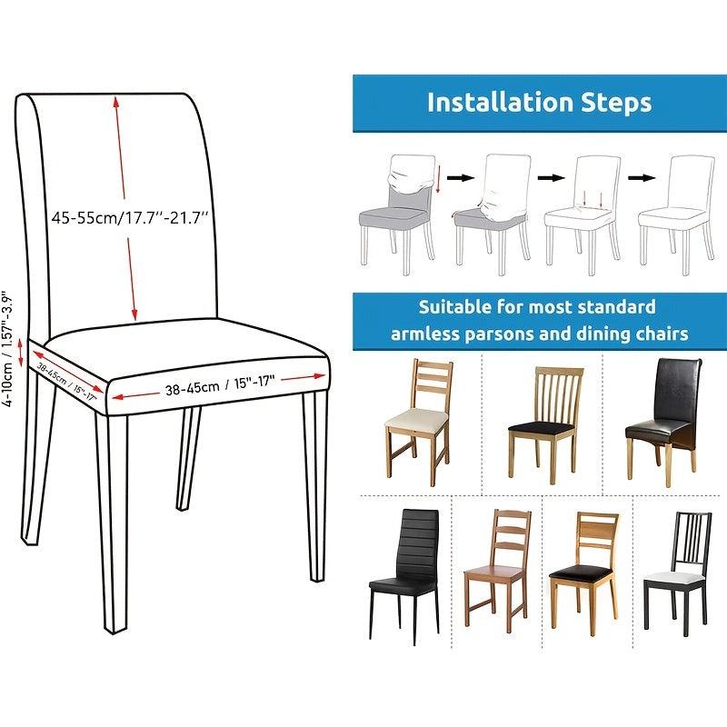 6pcs Dining Chair Covers - Stretchable, Removable, Washable Seat Protector
