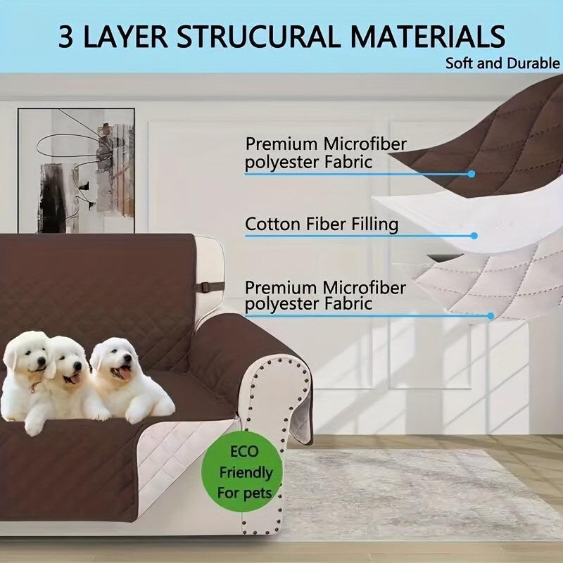 Quilted Sofa Slipcover Double Sided Fabric Pet Furniture Cover
