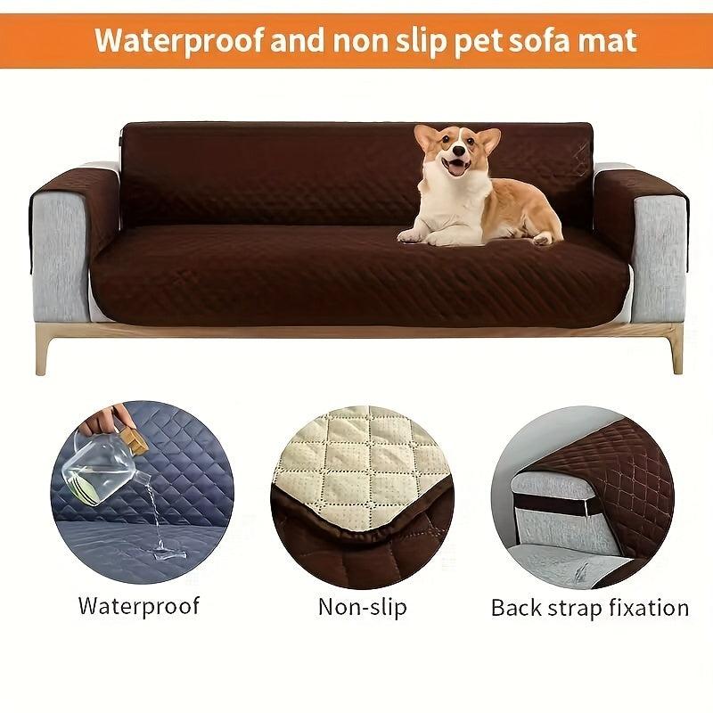 Quilted Sofa Slipcover Double Sided Fabric Pet Furniture Cover