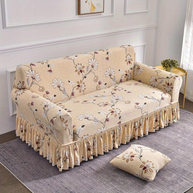 Flower Plant Pattern Sofa Slipcover Skirt