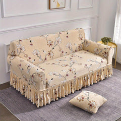 Flower Plant Pattern Sofa Slipcover Skirt