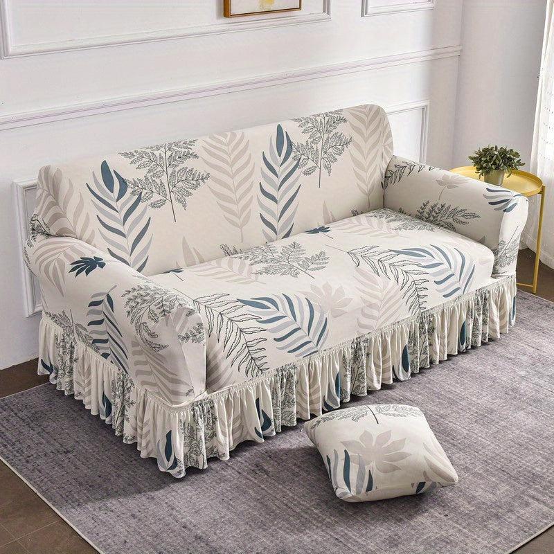 Flower Plant Pattern Sofa Slipcover Skirt