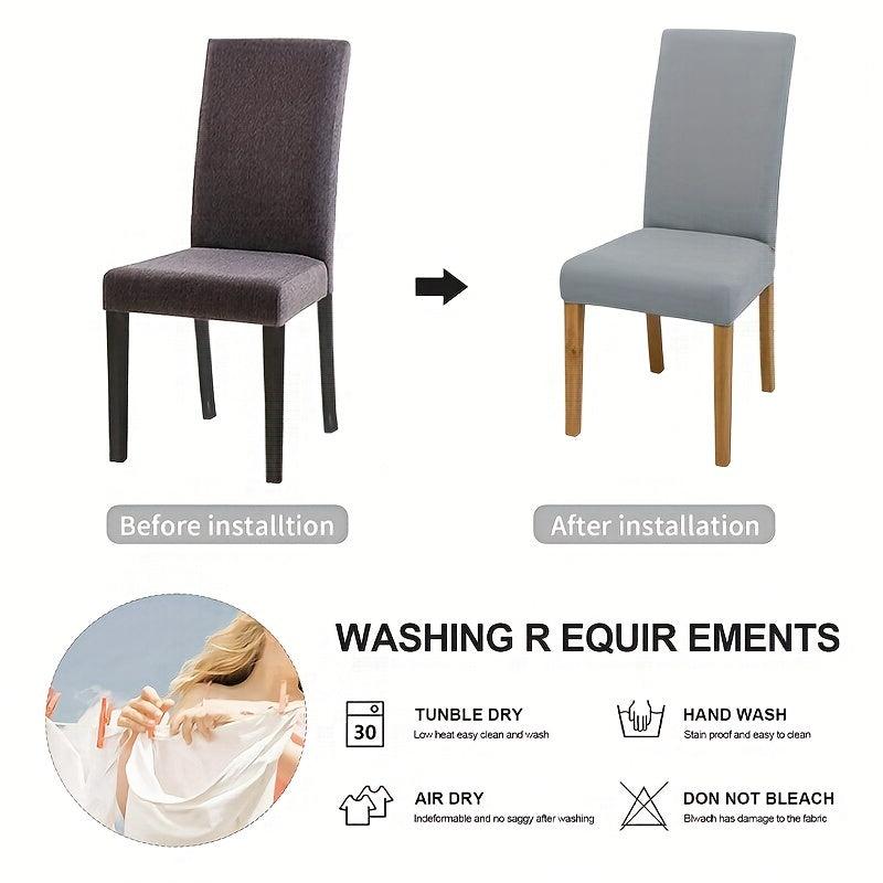 6pcs Milk Fiber Fabric Chair Slipcovers - Stretch Cover for Dining Chairs