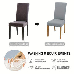 6pcs Milk Fiber Fabric Chair Slipcovers - Stretch Cover for Dining Chairs