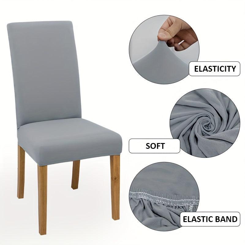 6pcs Milk Fiber Fabric Chair Slipcovers - Stretch Cover for Dining Chairs