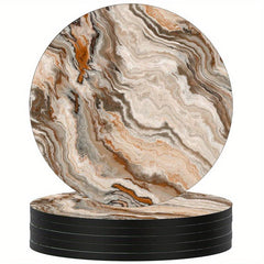 Set of 6 Marbling Drink Coasters - Absorbent Rubber with Non Slip Backing