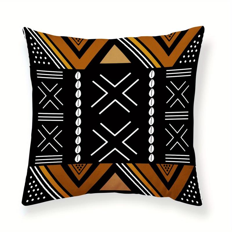 Bohemian Ethnic Short Plush Velvet Pillow Covers Brown Beige Decor