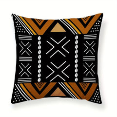 Bohemian Ethnic Short Plush Velvet Pillow Covers Brown Beige Decor