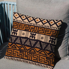 Bohemian Ethnic Short Plush Velvet Pillow Covers Brown Beige Decor