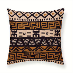 Bohemian Ethnic Short Plush Velvet Pillow Covers Brown Beige Decor