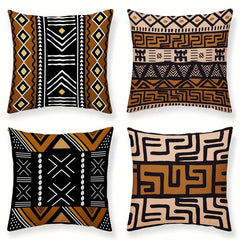 Bohemian Ethnic Short Plush Velvet Pillow Covers Brown Beige Decor