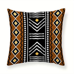 Bohemian Ethnic Short Plush Velvet Pillow Covers Brown Beige Decor