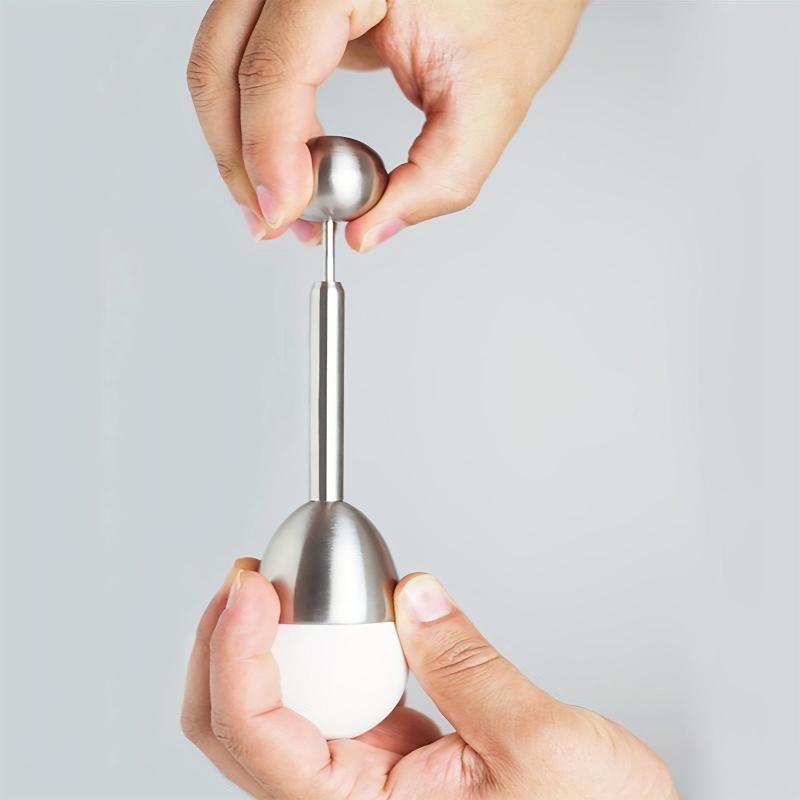 Stainless Steel Egg Cracker Topper Set with Spoon for Easy Shell Removal