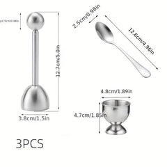 Stainless Steel Egg Cracker Topper Set with Spoon for Easy Shell Removal
