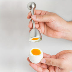 Stainless Steel Egg Cracker Topper Set with Spoon for Easy Shell Removal