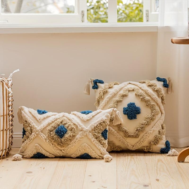 Nordic Style Moroccan Pillow Covers with 3D Geometry Embroidery