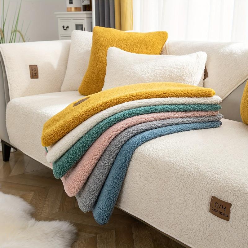 Sherpa Velvet Sofa Slipcover Pets Dog Friendly Sherpa Fleece