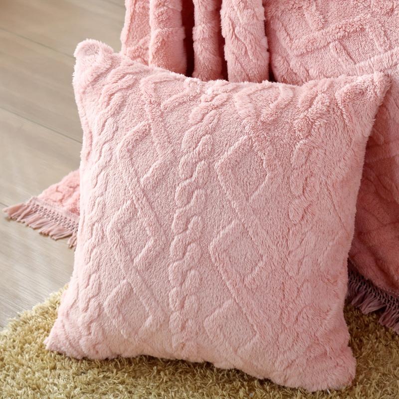 Cozy Rhomboid Floral Sofa Pillow Cover Plush Microfiber Cushion Case