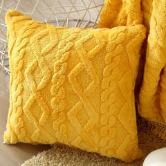 Cozy Rhomboid Floral Sofa Pillow Cover Plush Microfiber Cushion Case