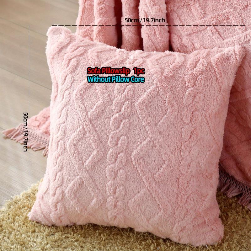 Cozy Rhomboid Floral Sofa Pillow Cover Plush Microfiber Cushion Case