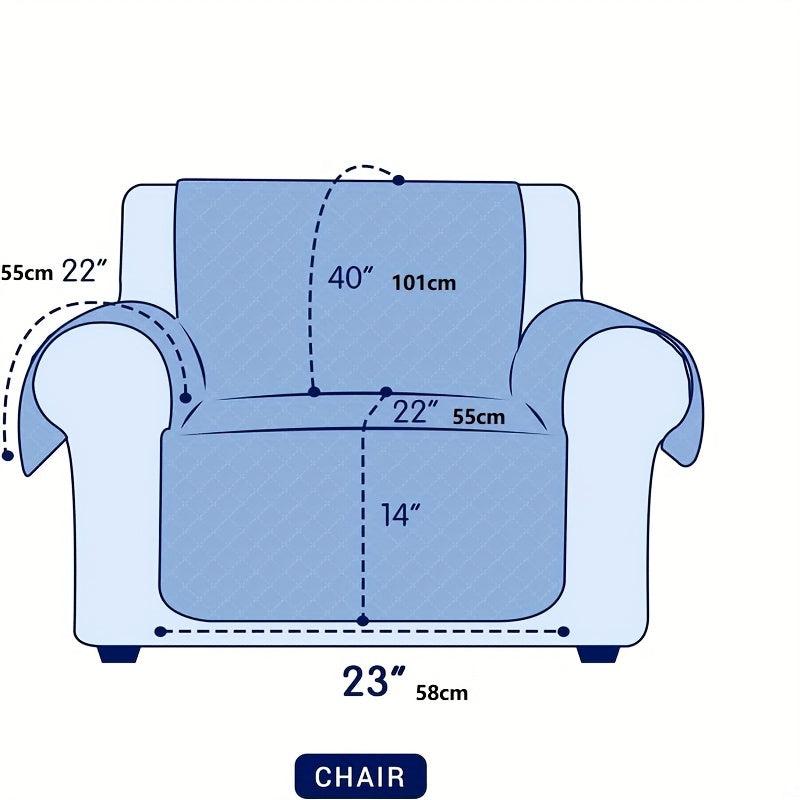 Quilted Armchair Slipcover Washable Furniture Protector Elastic Straps