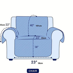 Quilted Armchair Slipcover Washable Furniture Protector Elastic Straps