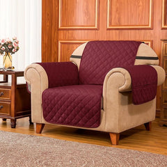 Quilted Armchair Slipcover Washable Furniture Protector Elastic Straps