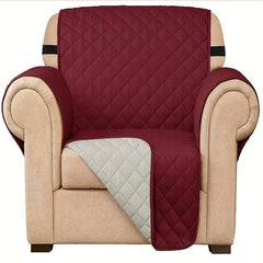 Quilted Armchair Slipcover Washable Furniture Protector Elastic Straps