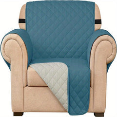 Quilted Armchair Slipcover Washable Furniture Protector Elastic Straps