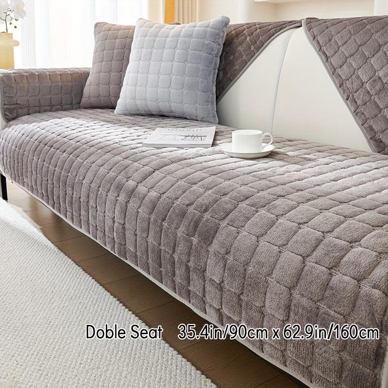 Flannel Solid Sofa Slipcover Anti Slip Soft & Durable Furniture Protection