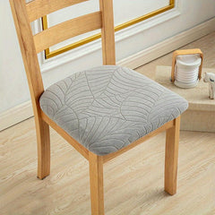 Waterproof Jacquard Dining Chair Slipcover Elastic Leaves