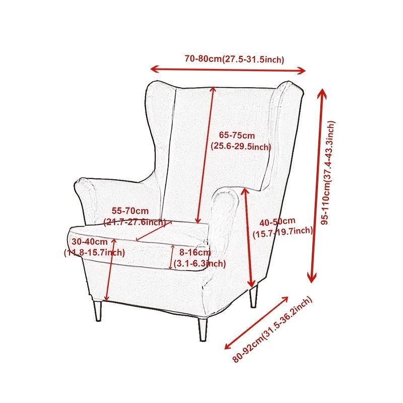 Spandex Stretchy Wingback Armchair Cover Set, Elastic Slipcover for Furniture