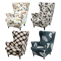 Spandex Stretchy Wingback Armchair Cover Set, Elastic Slipcover for Furniture