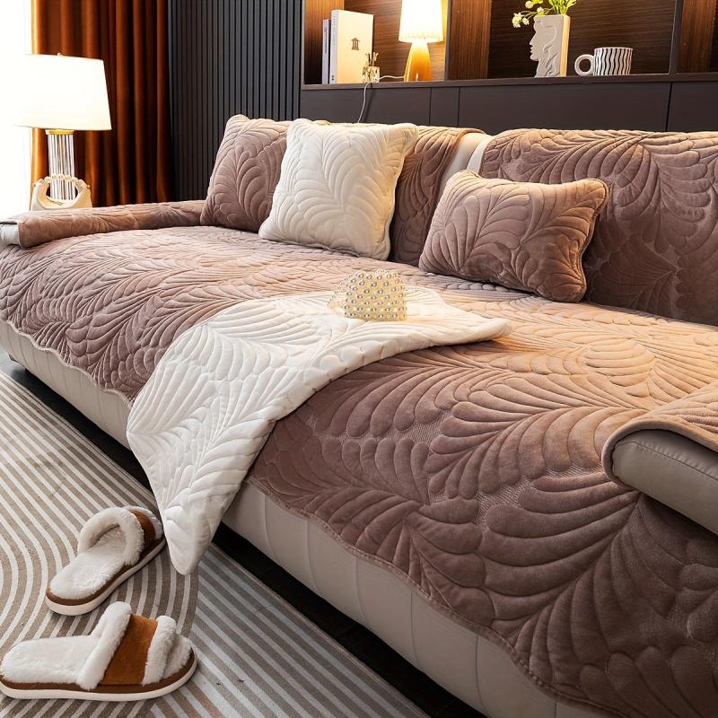 Short Plush Sofa Cover Thick Non Slip Sofa Slipcover
