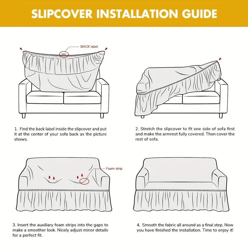 Seersucker Elastic Sofa Slipcover Non slip Sofa Cover With Skirt