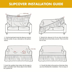 Seersucker Elastic Sofa Slipcover Non slip Sofa Cover With Skirt