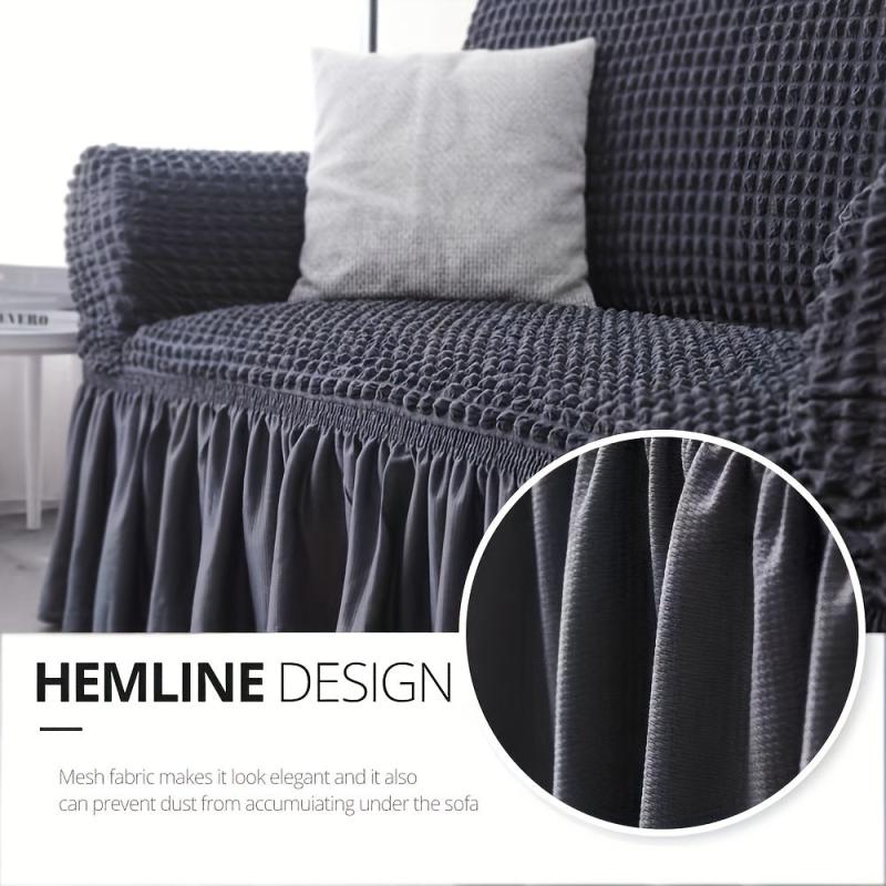 Seersucker Elastic Sofa Slipcover Non slip Sofa Cover With Skirt