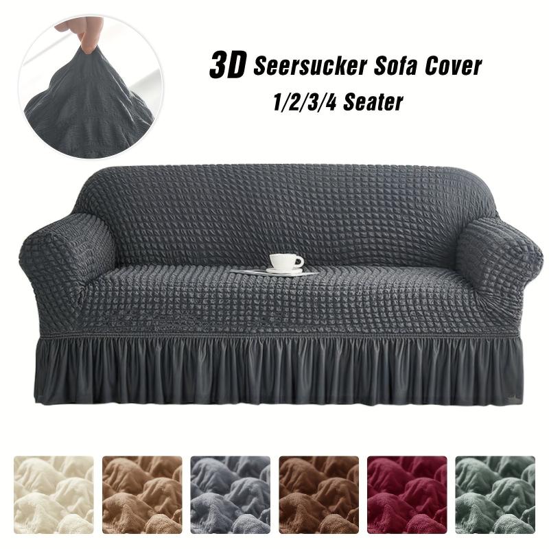 Seersucker Elastic Sofa Slipcover Non slip Sofa Cover With Skirt