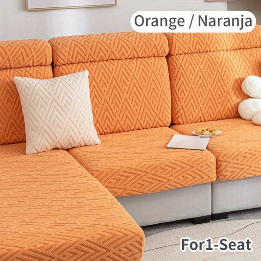Polar Fleece Elastic Sofa Slipcover Jacquard Triangle Pattern