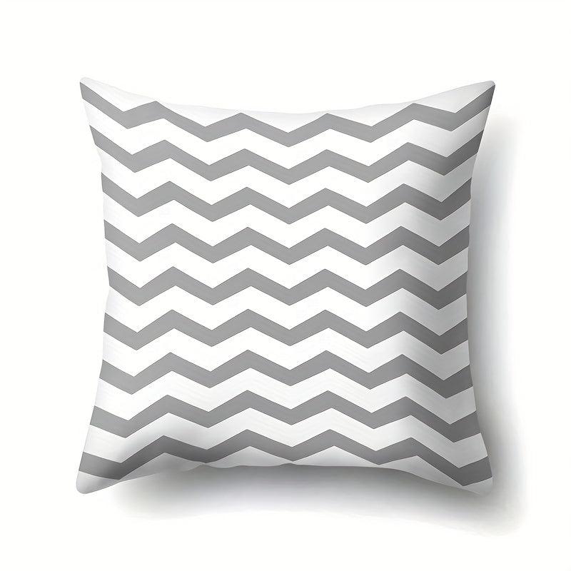 4pcs Floral Striped Throw Pillow Covers - Modern Printed Pillowcase