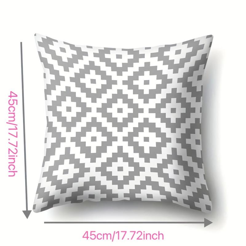 4pcs Floral Striped Throw Pillow Covers - Modern Printed Pillowcase
