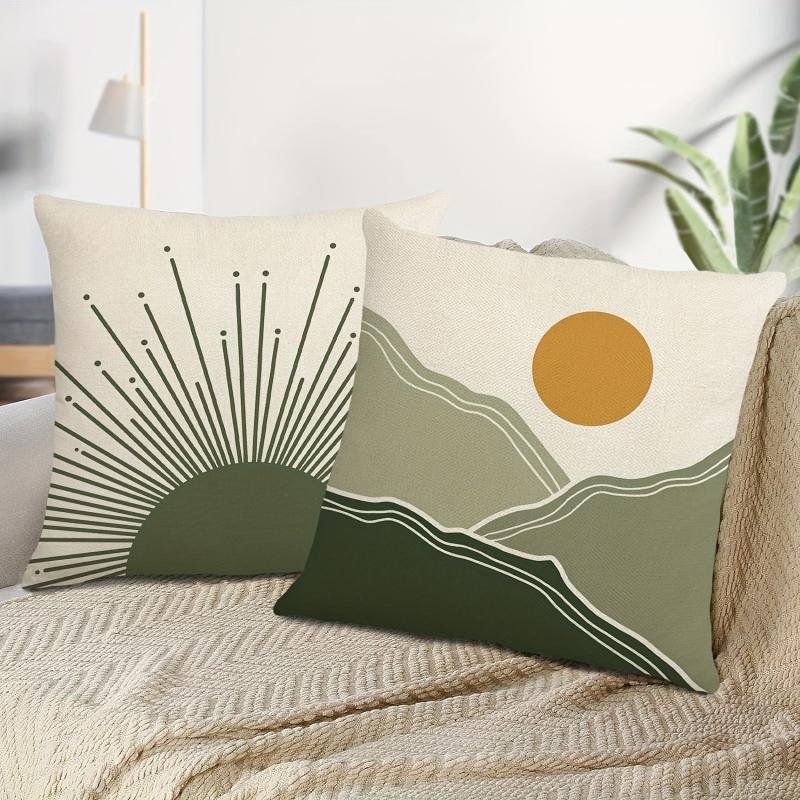 2pcs Bohemian Throw Pillow Covers Mountain Line Throw Pillowcase