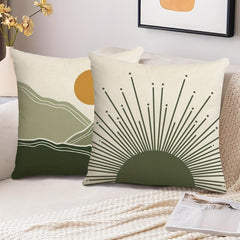 2pcs Bohemian Throw Pillow Covers Mountain Line Throw Pillowcase