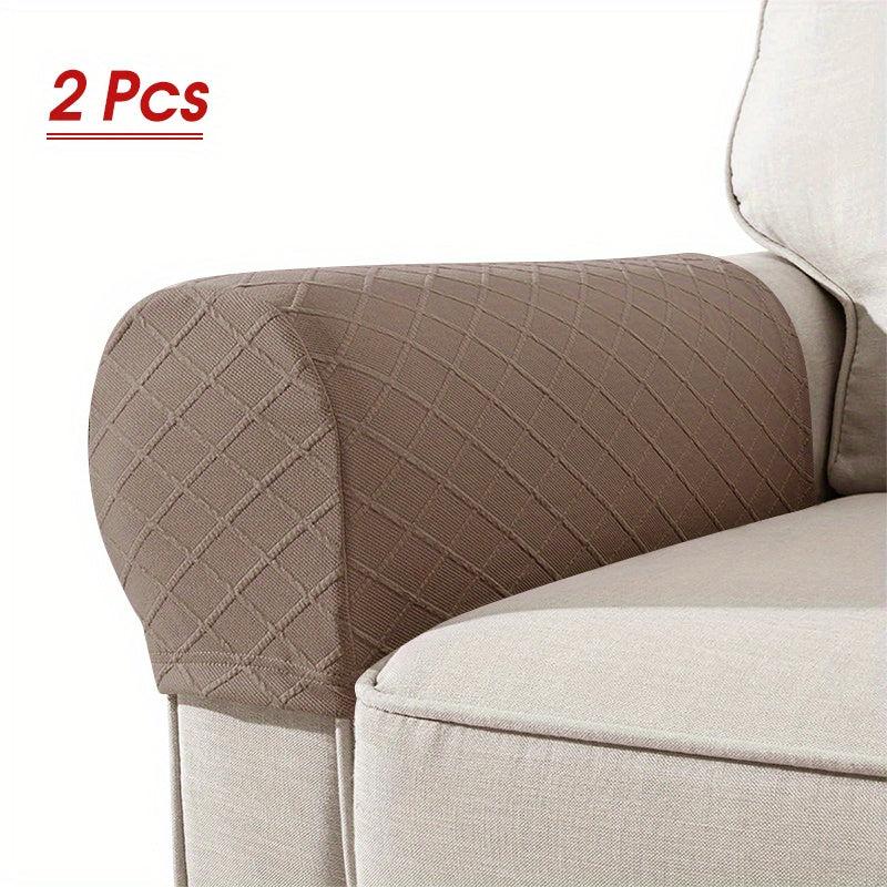 2pcs Jacquard Sofa Armrest Slipcovers with Twist Pins - Protect Furniture