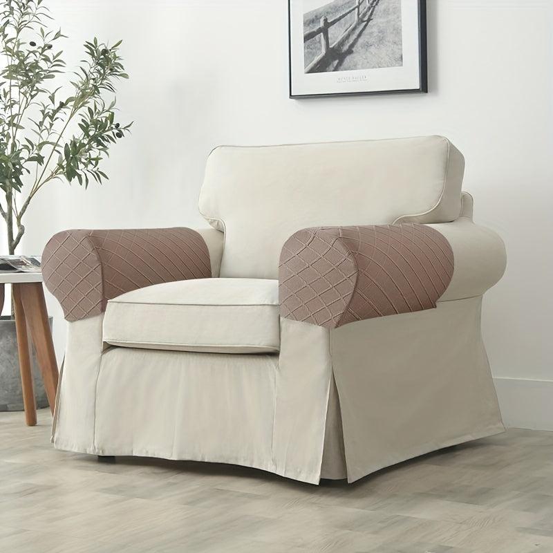 2pcs Jacquard Sofa Armrest Slipcovers with Twist Pins - Protect Furniture