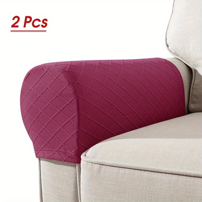 2pcs Jacquard Sofa Armrest Slipcovers with Twist Pins - Protect Furniture
