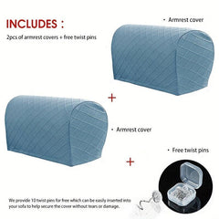 2pcs Jacquard Sofa Armrest Slipcovers with Twist Pins - Protect Furniture