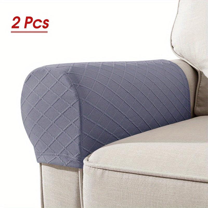 2pcs Jacquard Sofa Armrest Slipcovers with Twist Pins - Protect Furniture