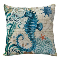 Rustic Sea Animals Throw Pillow Cover 45x45cm